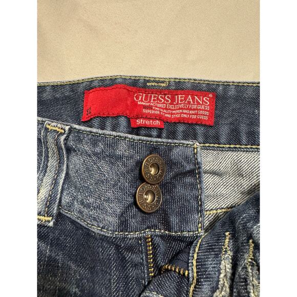 Guess Jeans Y2K Stretch Cutoff Bermuda Shorts Women’s 26 / 4 Distressed Denim - Picture 2 of 9